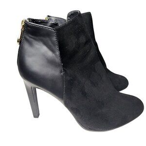 Zara Suede Leather Mix Stiletto Ankle Booties Black Size 6.5 (EU 37)